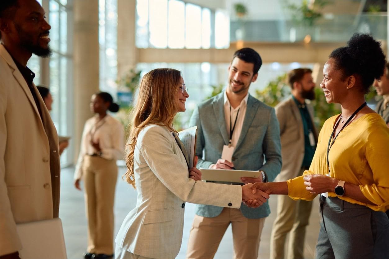 Alliance members introducing themselves at a networking event